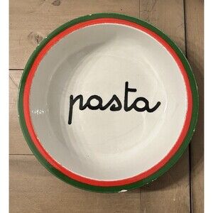 Baldelli Italy Pasta Serving Bowl 1021 Vintage Italian Art Pottery MCM Red Green
